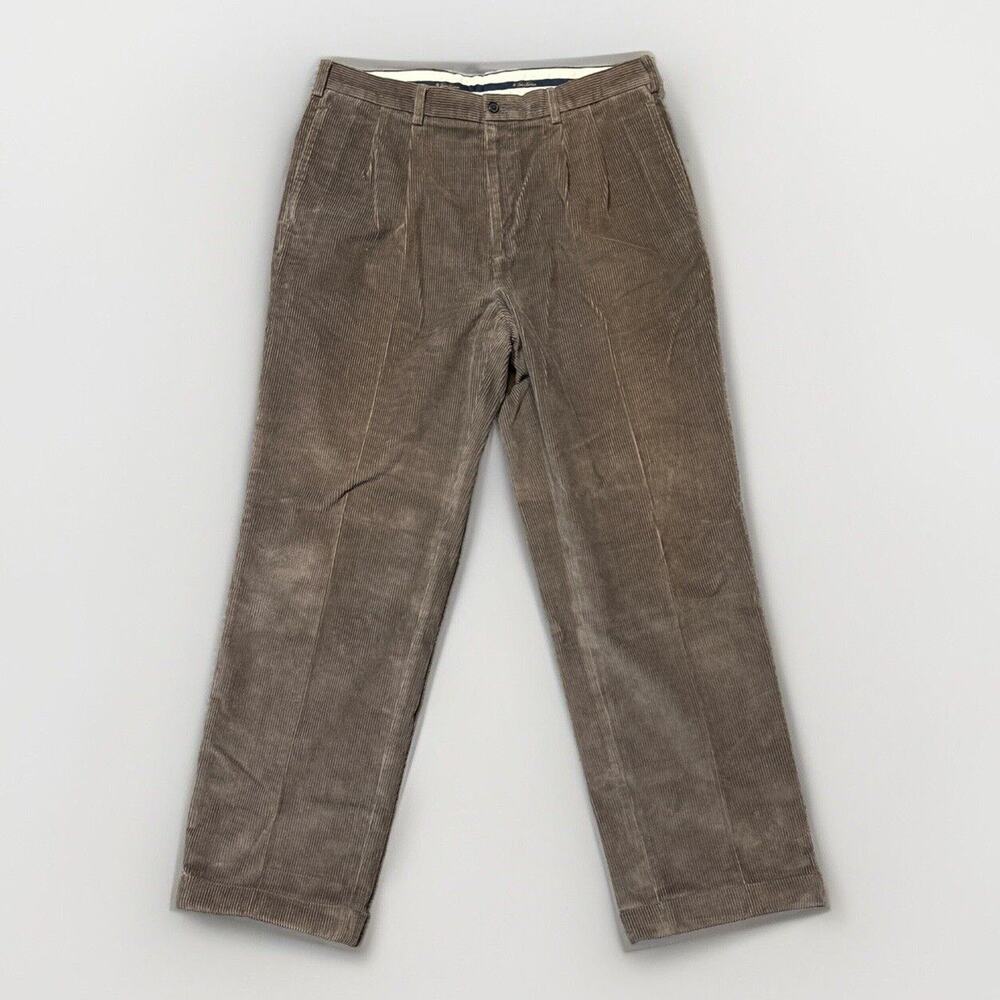 Vintage Brooks Brothers Elliot Pleated Corduroy Dress Pants Mens Sz 38x34 Brown